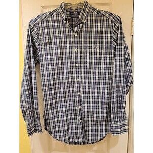 Vineyard Vines Slim Fit Tucker Shirt Mens Small Blue Plaid Long Sleeve Adult